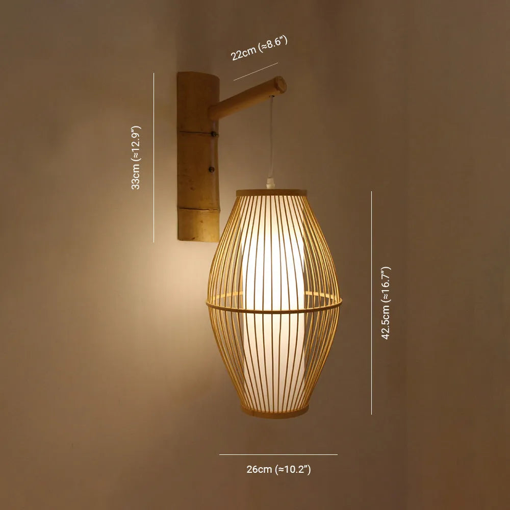 Kekipam Wall Lamp Rustic, Kekipam Rattan Weaving LED, Hallway Wall Sconce