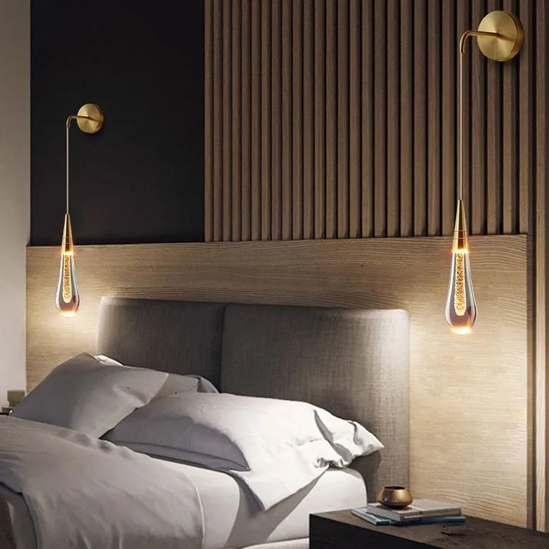 Kotirod Modern Water Drop Wall Lamp, Black/Gold