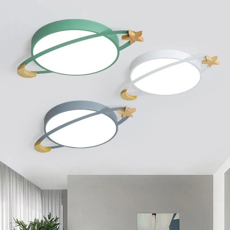 Kibokan Modern Round Flush Mount Ceiling Light, Grey/White/Green