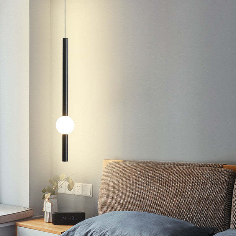 Mekarom Minimalist Linear Globe Glass Pendant Light, Bedroom