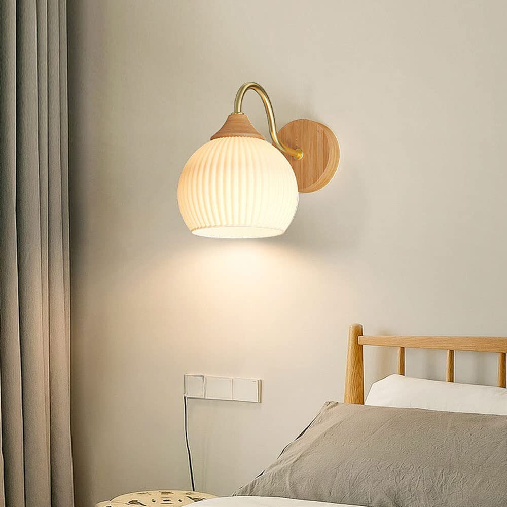 Banobek Nordic Minimalist Indoor Wall Lamp Glass Wood Bedroom Balcony