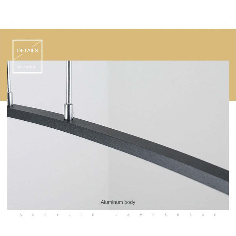 Rusenar Curved Linear Pendant Light for Dining Room, Black/White