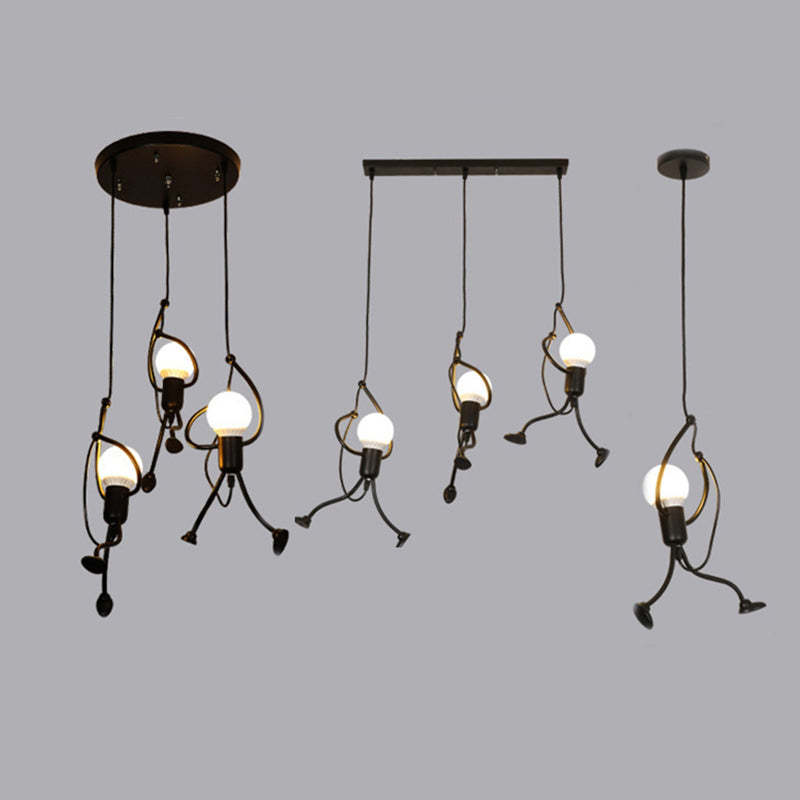 Esi Retro Modern Iron Man Pendant Light, Black-Neutral Decor