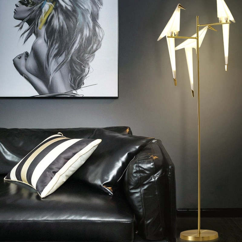 Merenar Nordic Bird Table /Floor Lamp, Gold, 1/2/3 Light