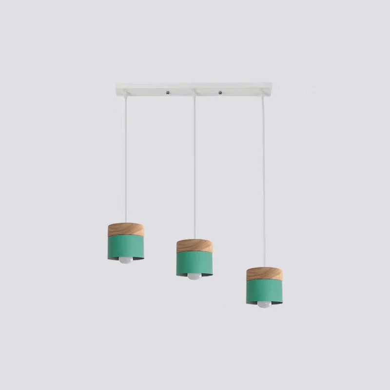 Moturos Modern Can Shape Metal/Wood Pendant Light