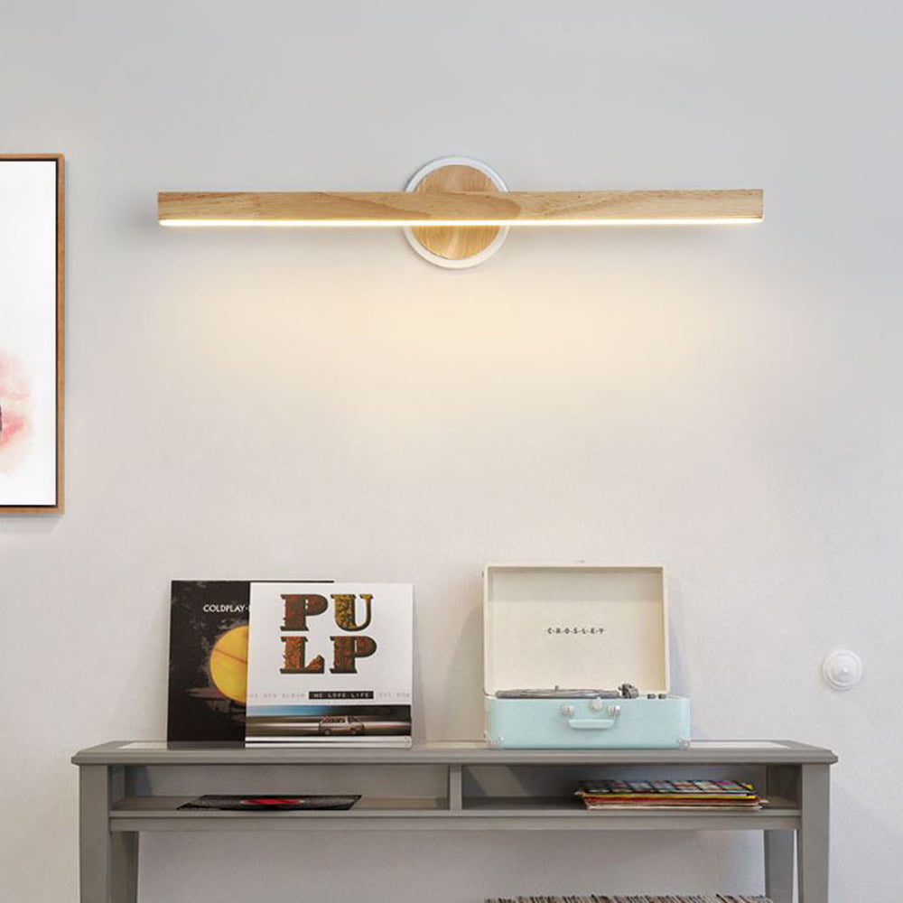 Savivol Modern Linear Wooden Mirror Front Vanity Wall Lamp