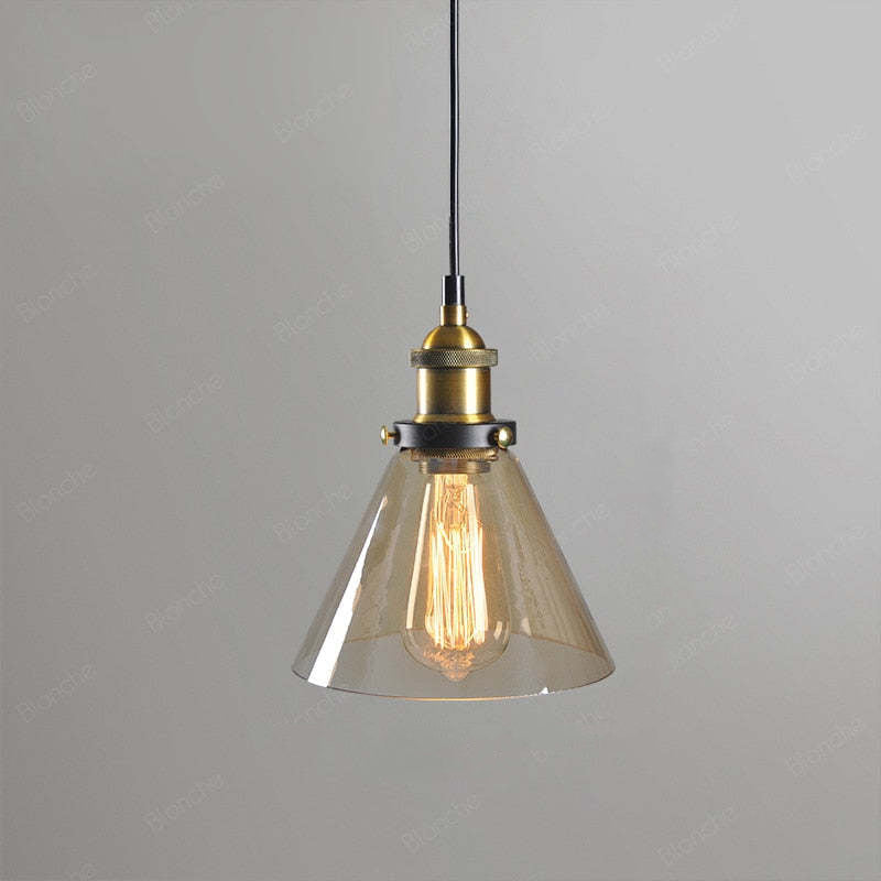 Teni Industrial Glass Pendant Light Clear/Amber/Smoke Grey-Neutral Decor