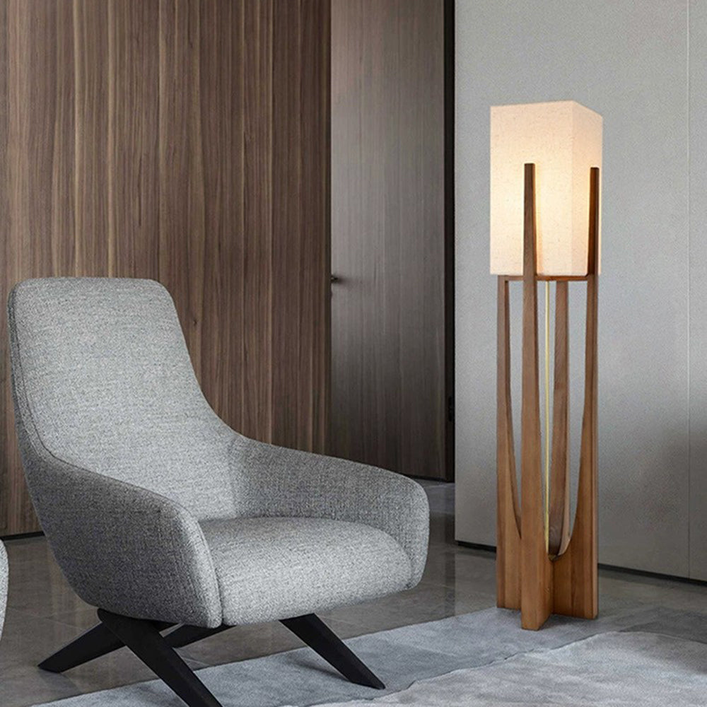 Devonas Natural Rectangular Wood/Fabric Floor Lamp