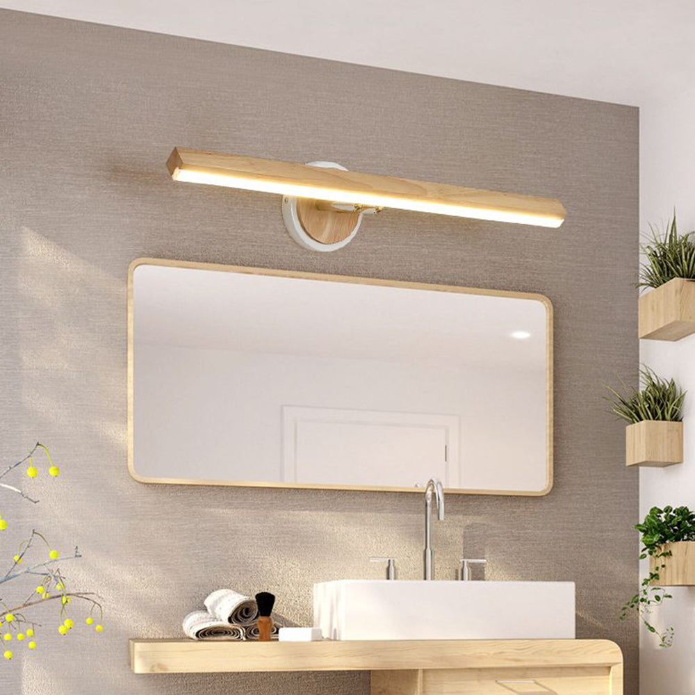 Savivol Modern Linear Wooden Mirror Front Vanity Wall Lamp