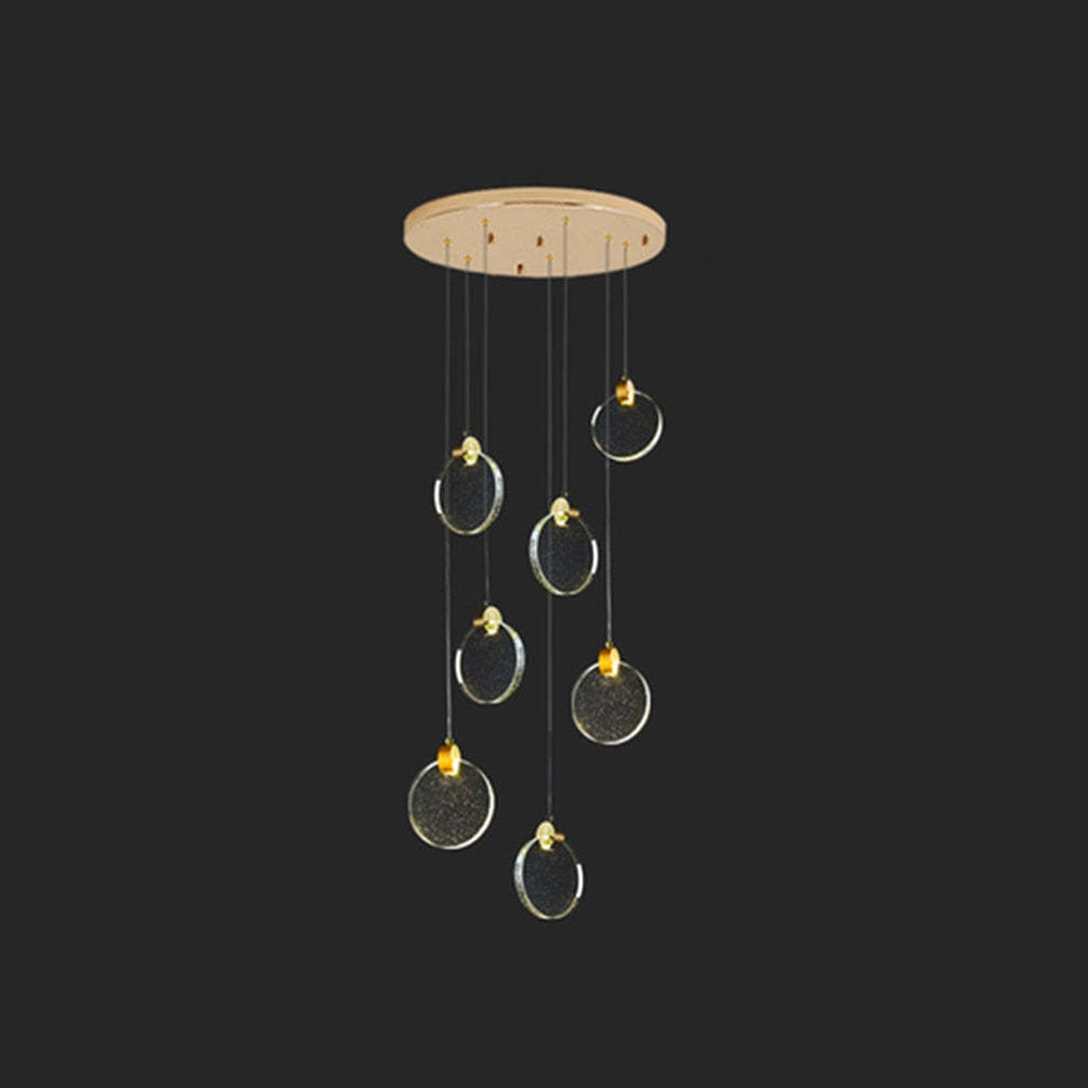 Devikir Luxury Circular Ripple Round Crystal Golden Chandelier