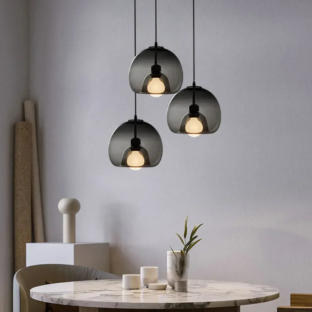 Norvia Pendant Light Globe Glass Amber/Smoky Grey-Neutral Decor