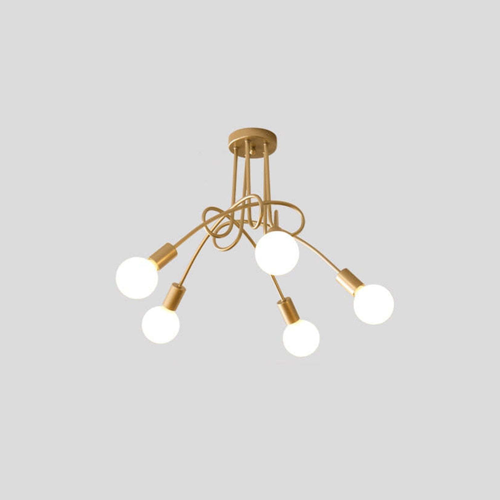 Lopumit Modern Linear Curve Metal Ceiling Light, Dining Room/Living Room