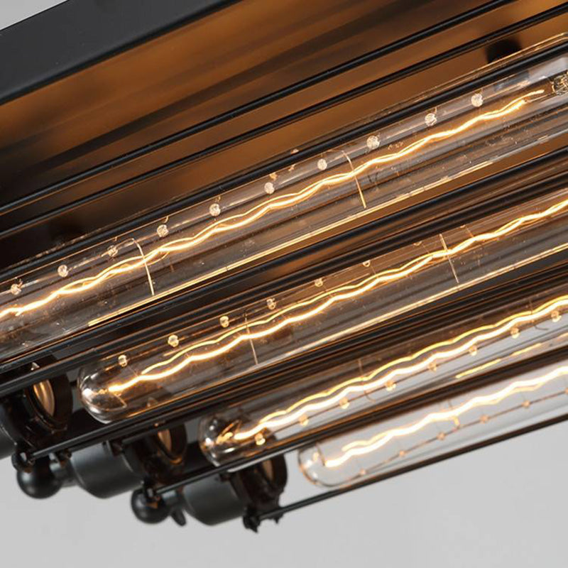 Nikokar Vintage Tubed Metal Flush Mount Ceiling Light, Black, Living Room