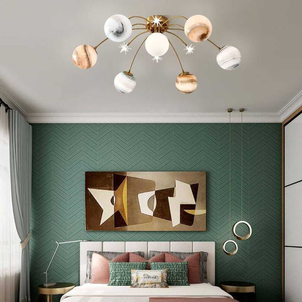 Zomovir Modern Planet Flush Mount Ceiling Light, Living Room