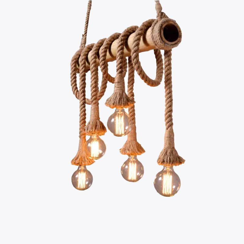 Ranobal Vintage Wood/Rope Pendant Light, Living Room