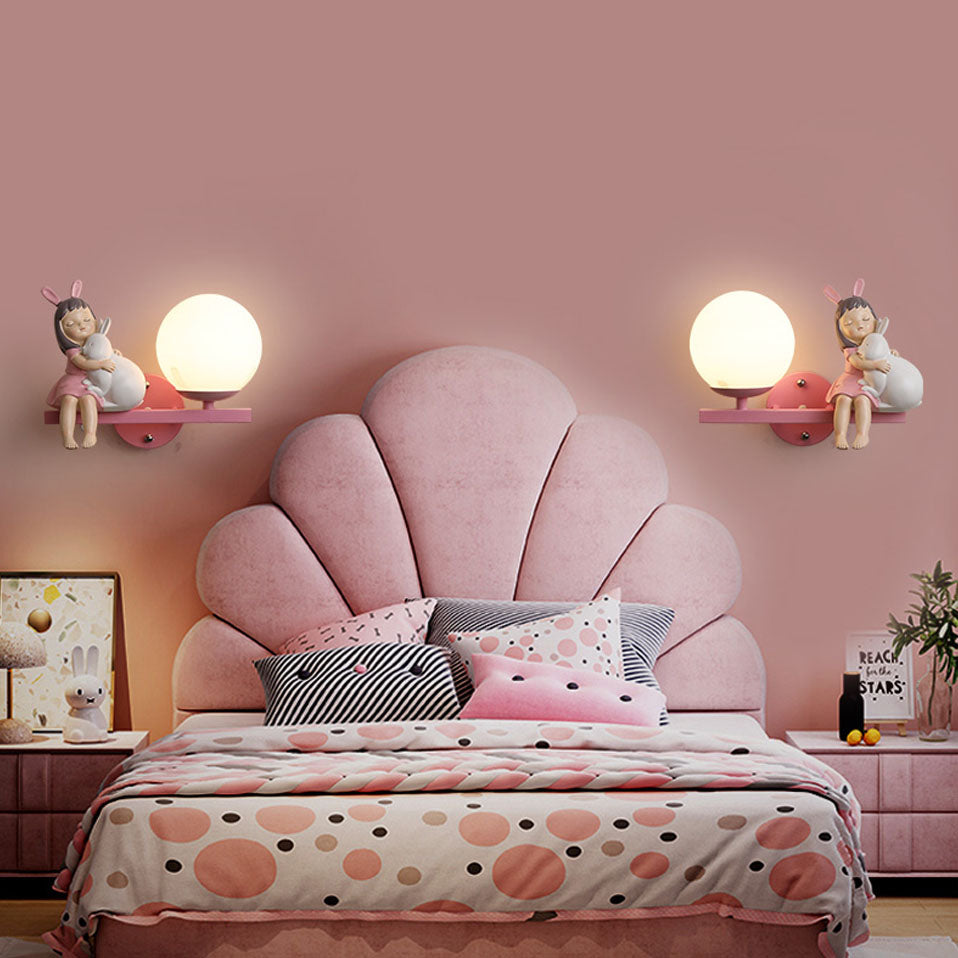 Daribos Modern Metal/Glass Wall lamp, White & Pink