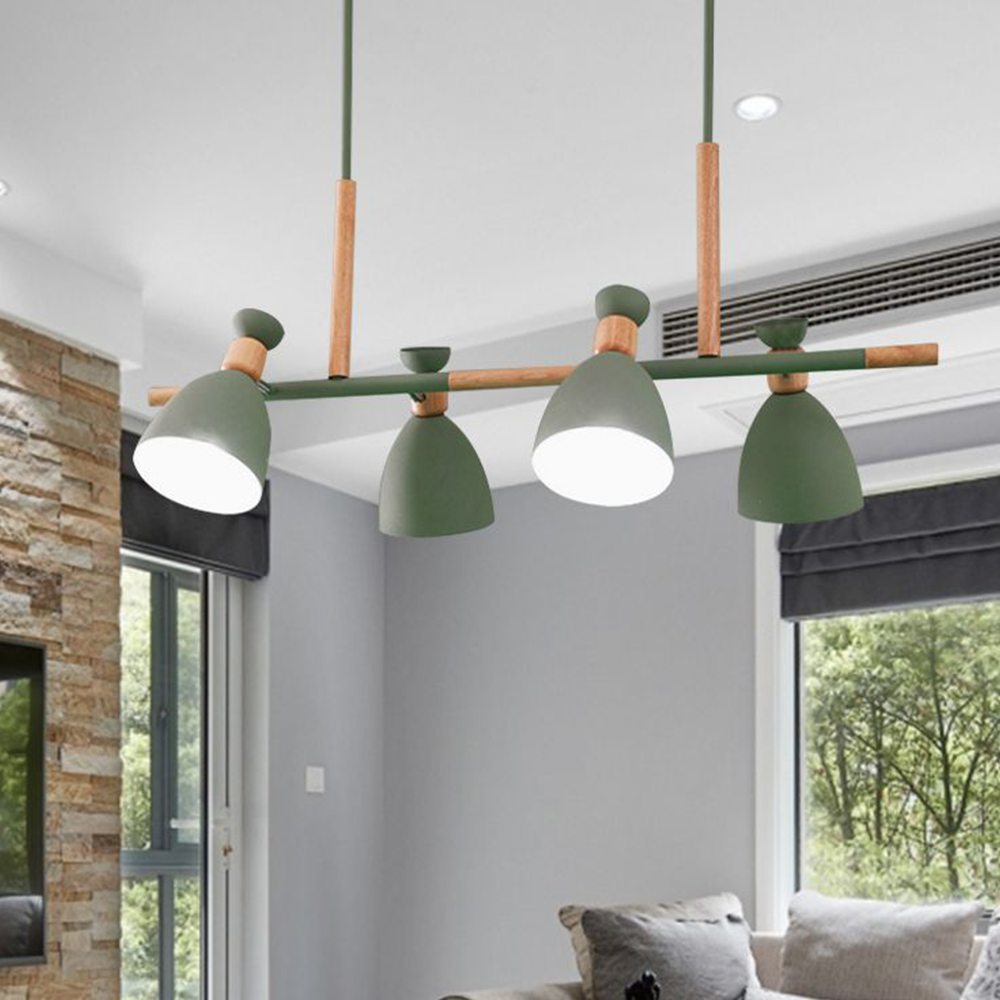 Vesepor Nordic Multi Rope Wood Pendant Light, White/Green/Gray
