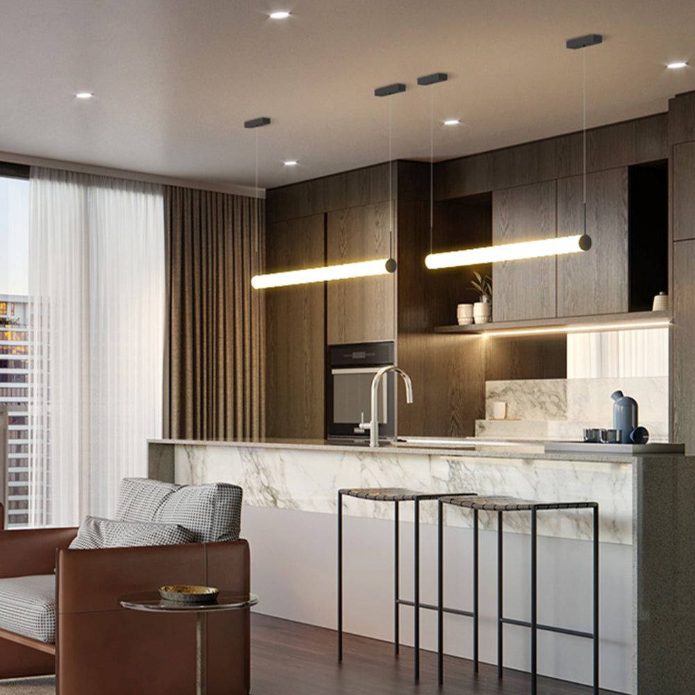 Lametal Modern Cylinder White Pendant Light, Metal/