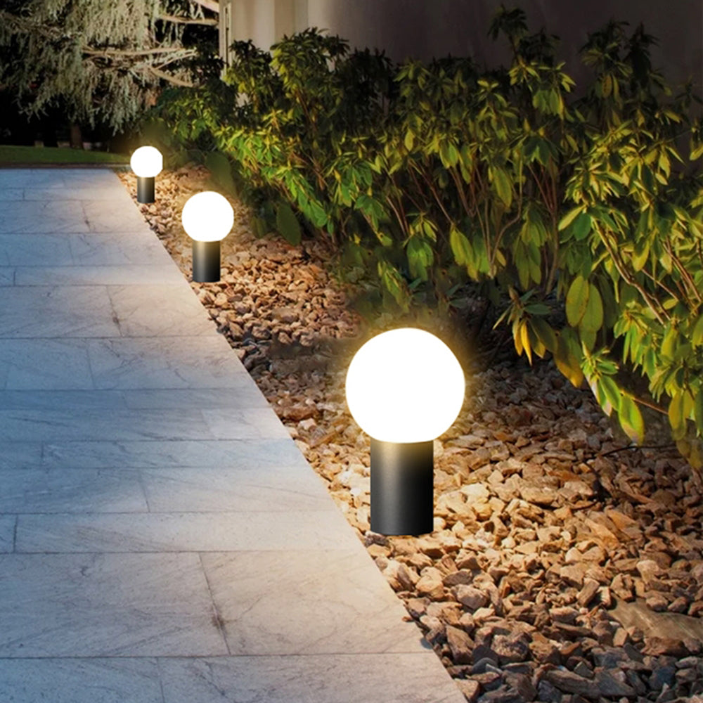 Wodivol Modern Metal Circular Lamp holder Outdoor Path Light, Black