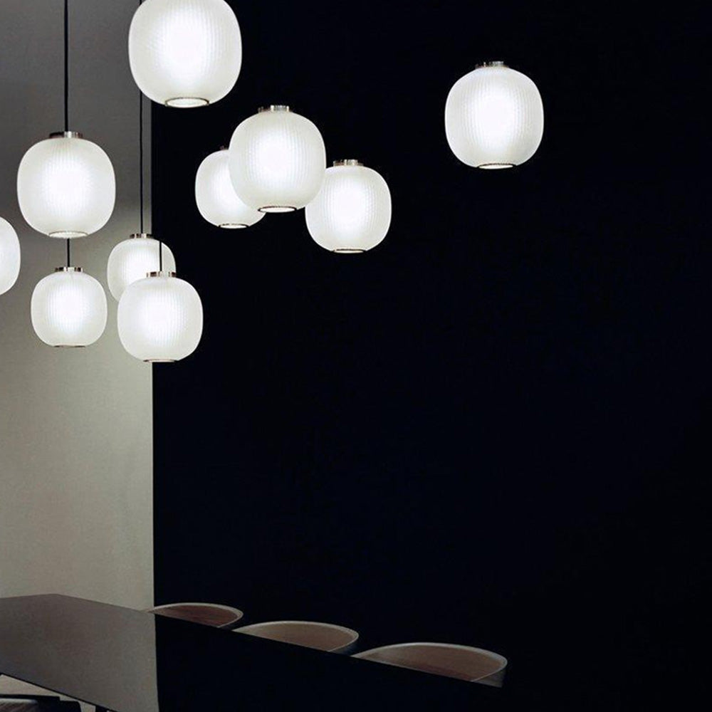Mitebod Frosted Glass Cylinder Pendant Light, Sandy White/Grey, Metal/Glass