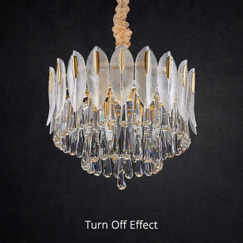 Jusaras Luxury Feather Crystal Chandelier, Living Room