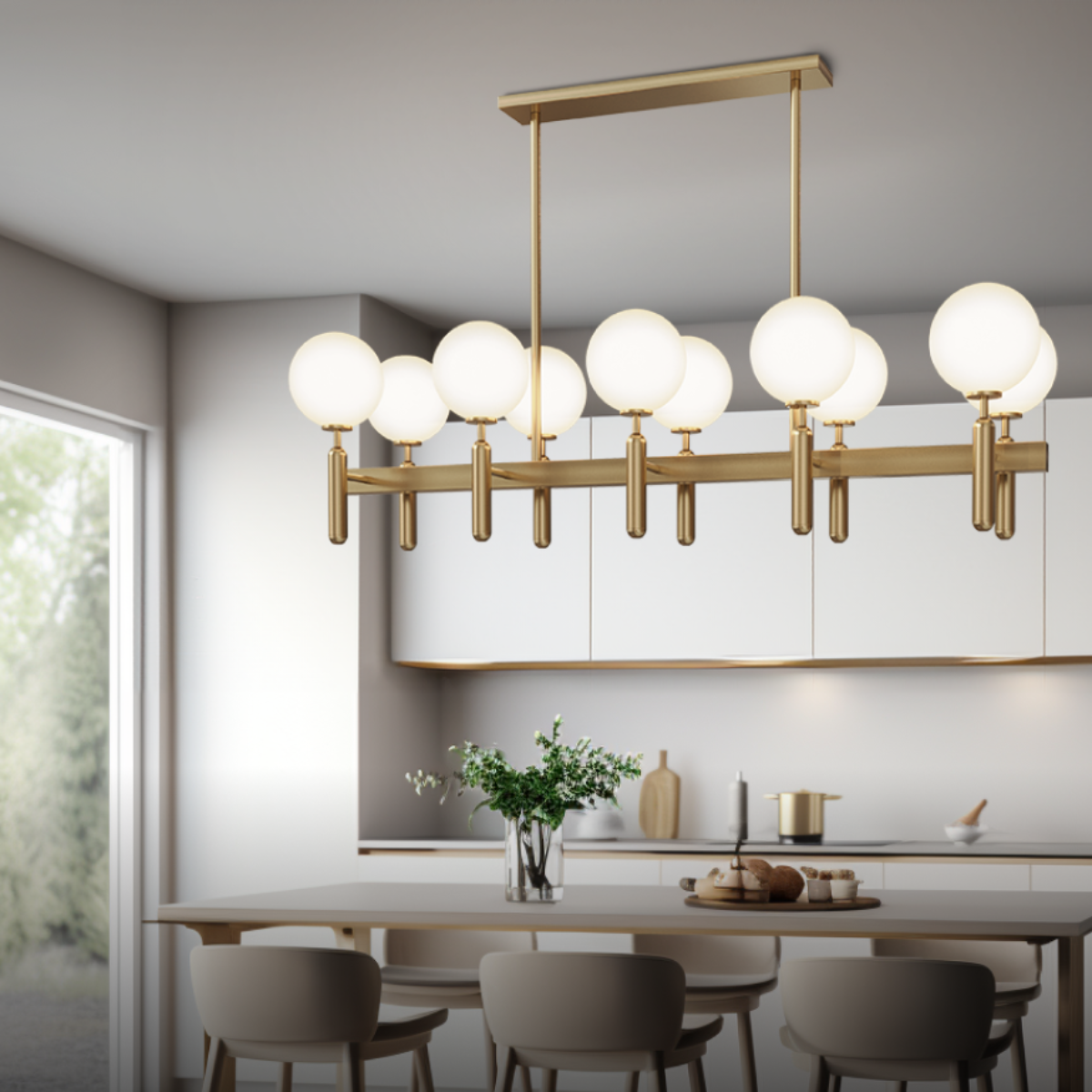 Wimoruk Design Ball Glass/Metal Pendant Light Gold White