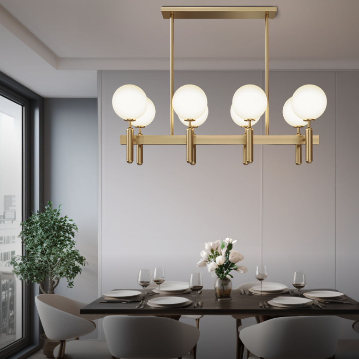 Wimoruk Design Ball Glass/Metal Pendant Light Gold White