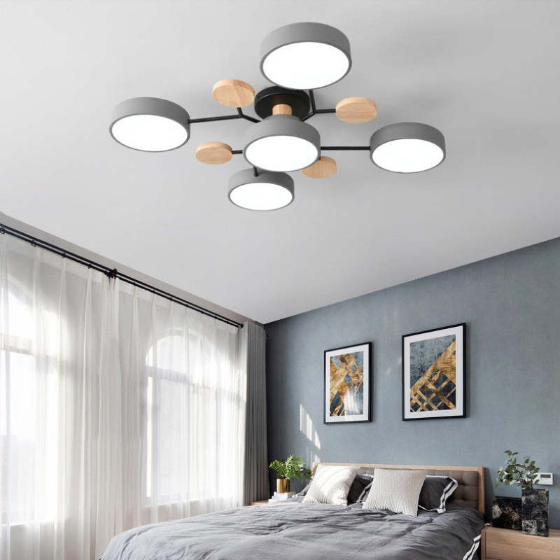 Cumalik Ceiling Light, Wood Round for Living Room