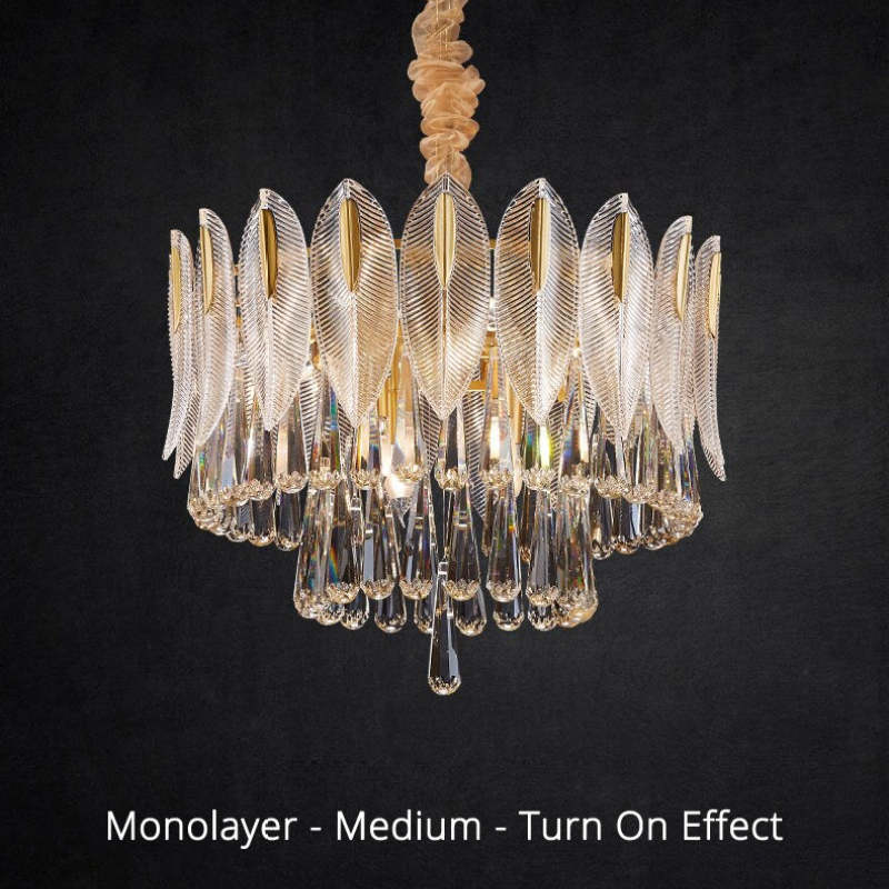 Jusaras Luxury Feather Crystal Chandelier, Living Room