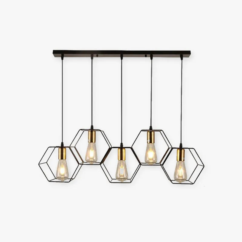 Vituduk Rustic Farmhouse Geometry 3/5 Light Pendant Light, Black