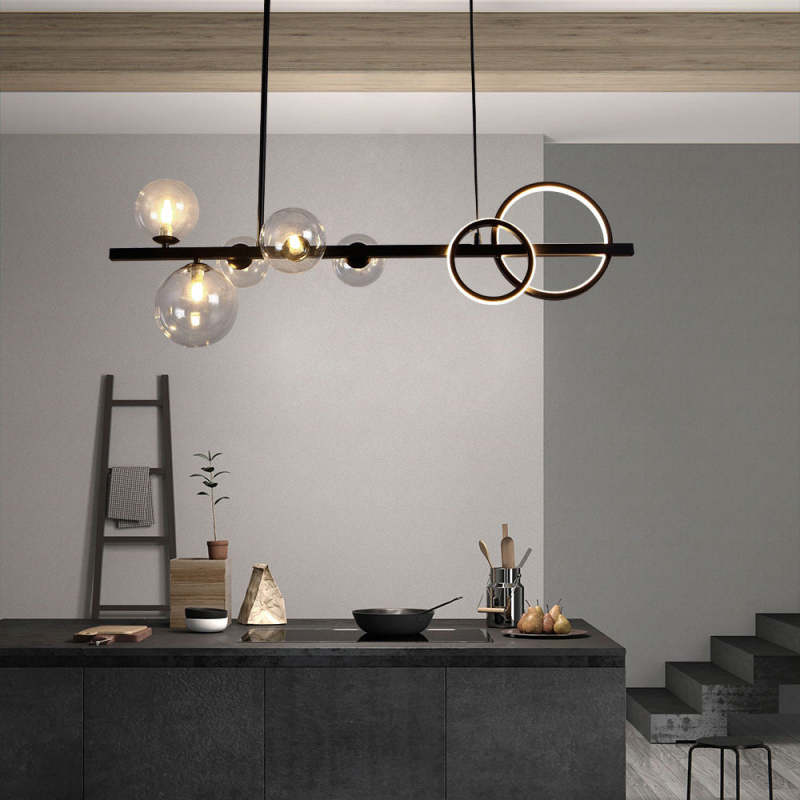 Nisupon Pendant Light Bubble Circle Modern Black/Gold, Bedroom