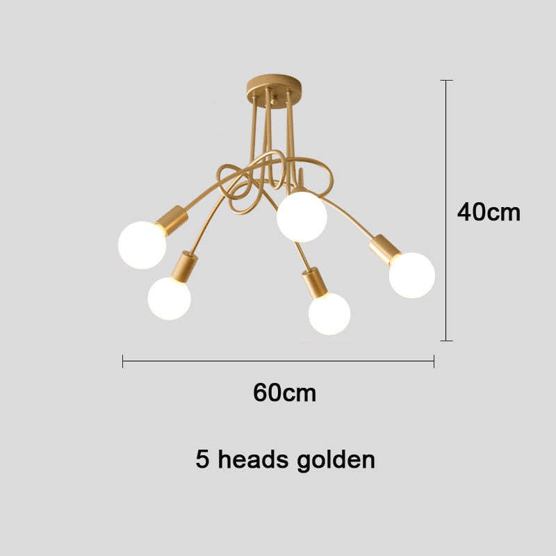 Lopumit Modern Linear Curve Metal Ceiling Light, Dining Room/Living Room