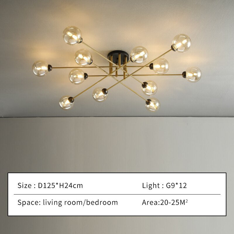 Zovokil Industrial Glass Globe Chandelier LED, 6 Style