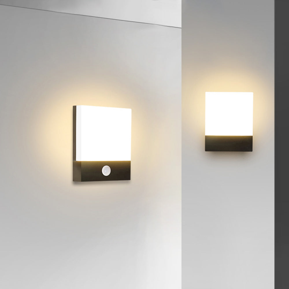 Tevapal Modern Sensor Rectangular Metal Outdoor Wall Lamp, Black/White