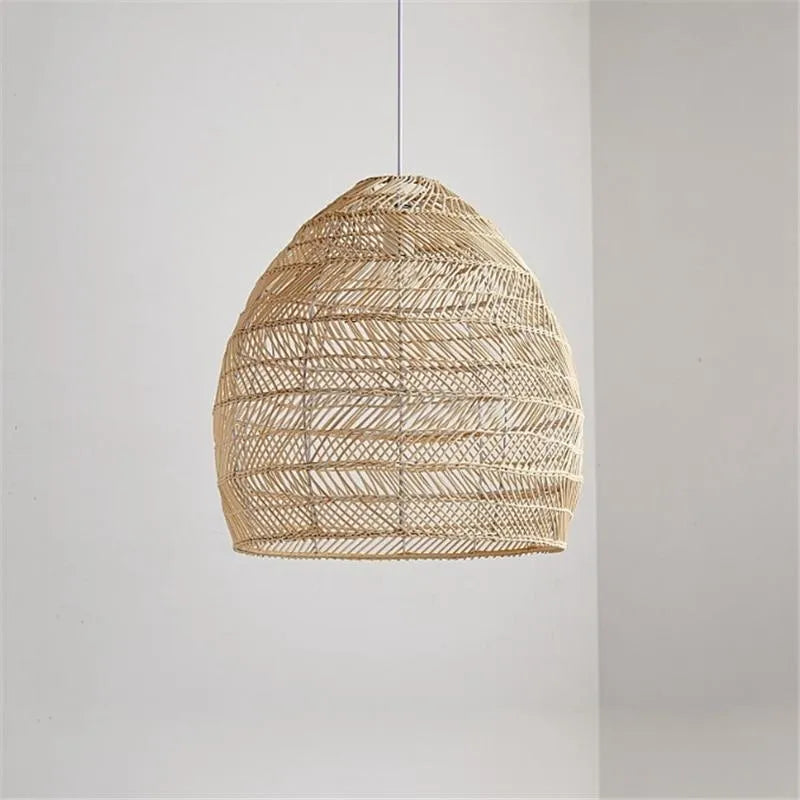 Lixi Rattan Bamboo Lampshade Hand Knitted Pendant Light-Neutral Decor
