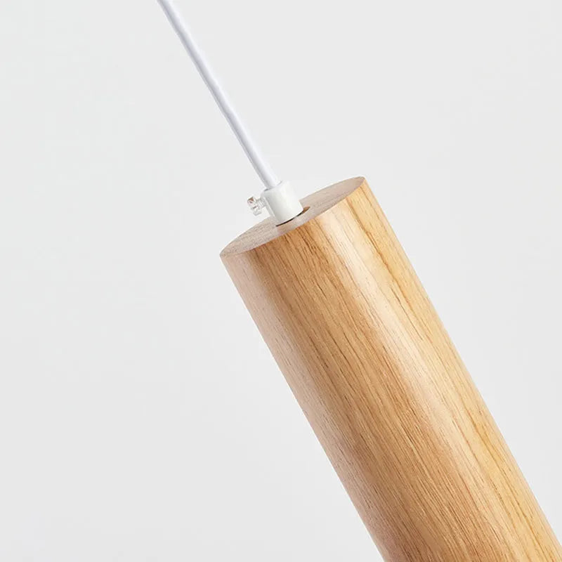 Husedes Cylindrical Wood Pendant Light, for Bedroom & Kitchen Island