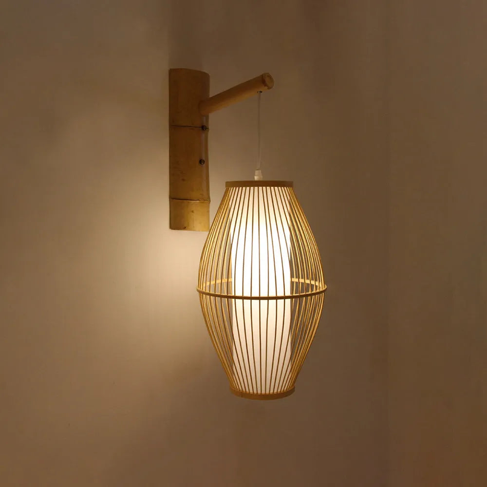 Kekipam Wall Lamp Rustic, Kekipam Rattan Weaving LED, Hallway Wall Sconce