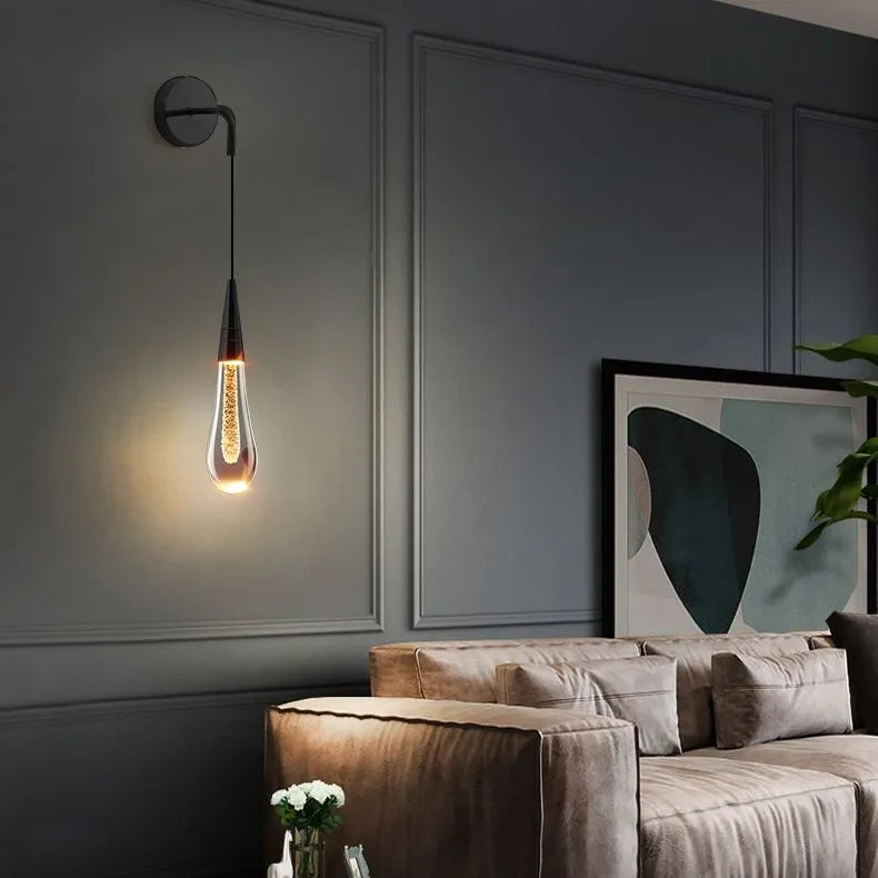 Kotirod Modern Water Drop Wall Lamp, Black/Gold