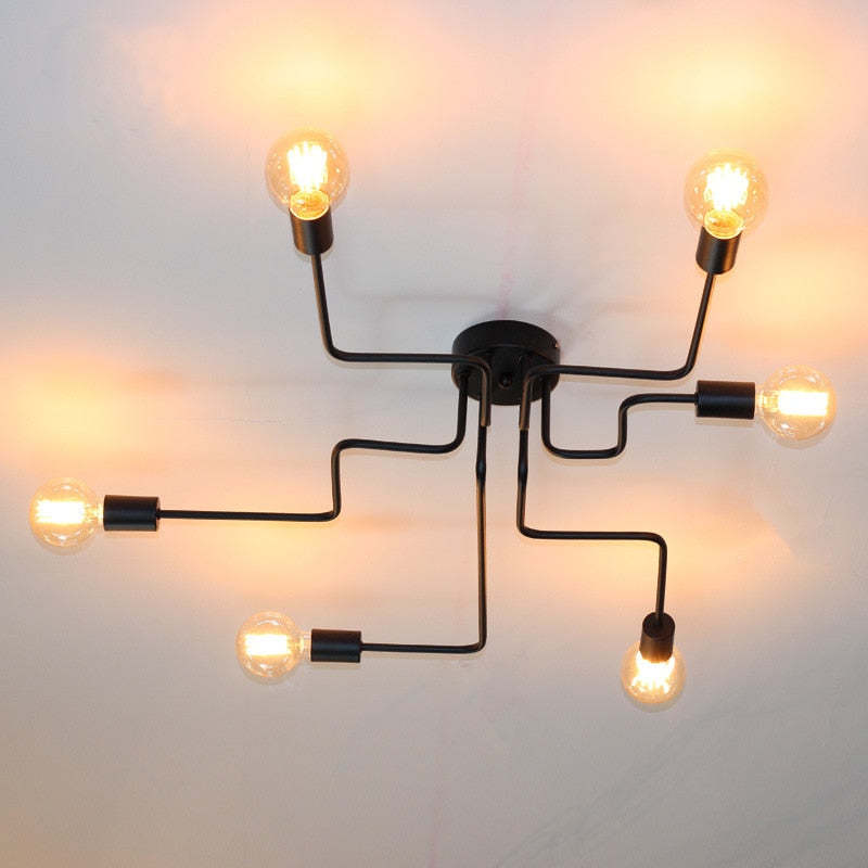 Divaline Vintage Modern Minimalist Industrial Metal Black Ceiling Lamp