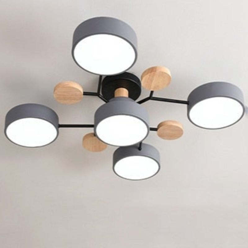 Cumalik Ceiling Light, Wood Round for Living Room
