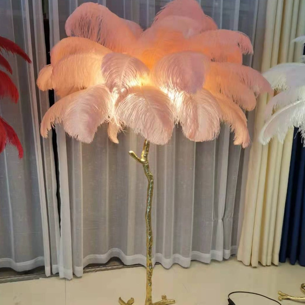 Salenor Nordic Luxury Unique Ostrich Feather Floor Lamp/Table Lamp-Neutral Decor