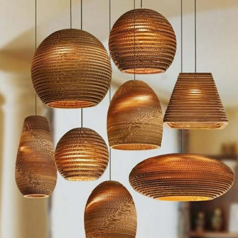 Cekitod Pastoral Silkworm Rustic Paper Pendant Light