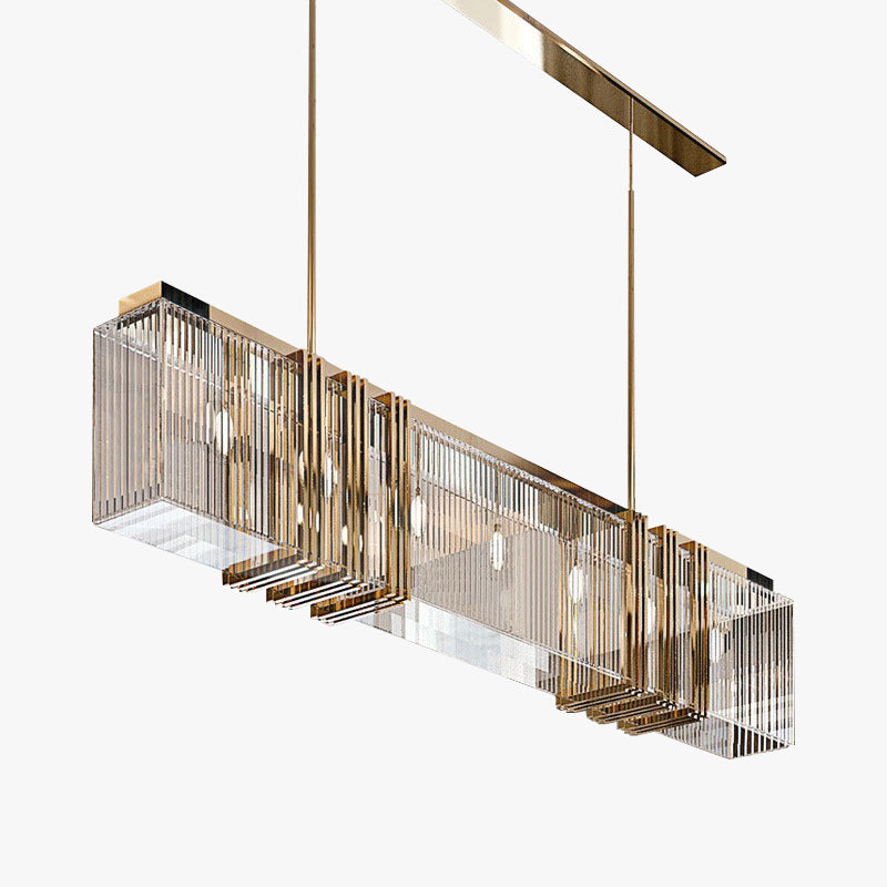 Higolus Metal Chandelier Pendant Light, Luxury Rectangular, Gold