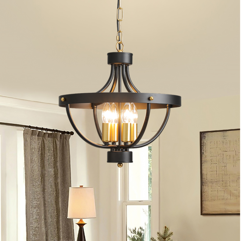 Divoselo Vintage LED Pendant Light Matte Black Metal Dining Room
