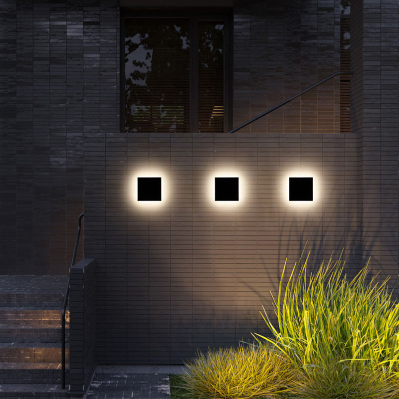 Dori Minimalist Round/Square Outdoor Wall Lamp LED, Black/White-Neutral Decor