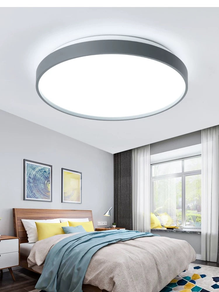 Zomilun Minimalist Round Metal/ Flush Mount Ceiling Light, White/Coffee/Grey/Gold