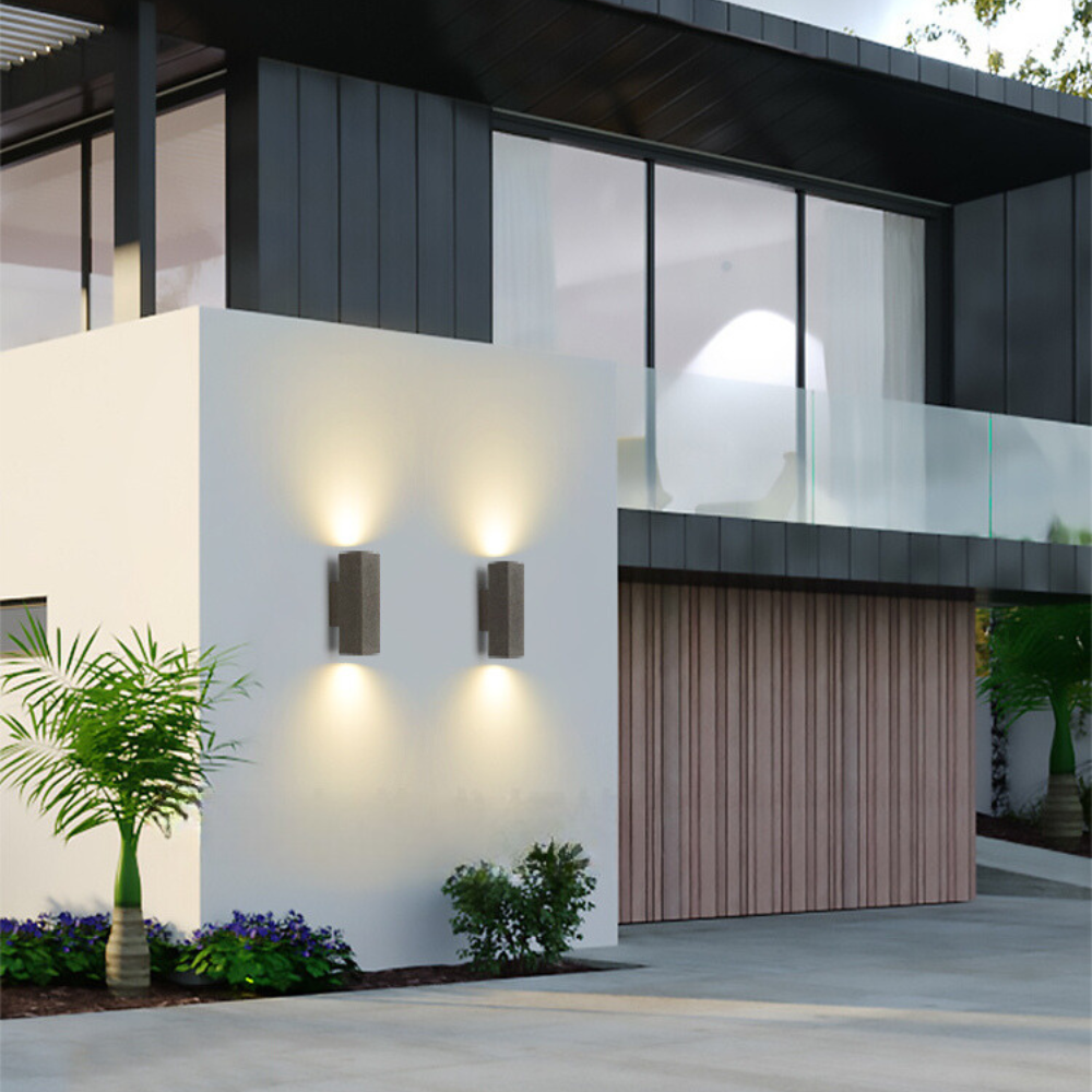 Ginilom Minimalist Cement Square Outdoor Wall Lamp, White