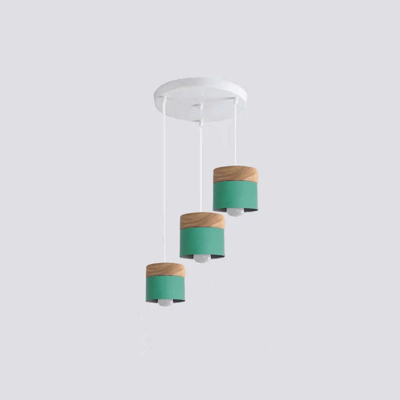 Moturos Modern Can Shape Metal/Wood Pendant Light