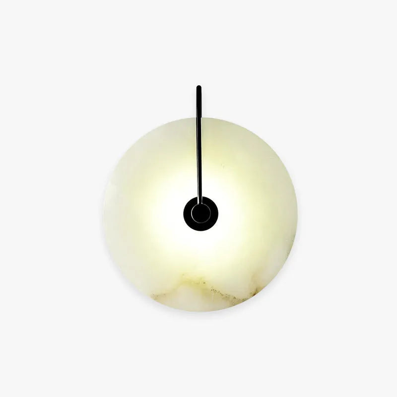 Simidal Round Bedside Wall Light, Artificial Marble, Gold & Black