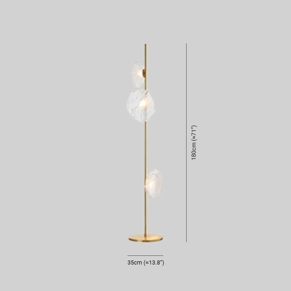 Kokatem Luxury Flower Metal/Glass Floor Lamp, Black/Gold/Grey